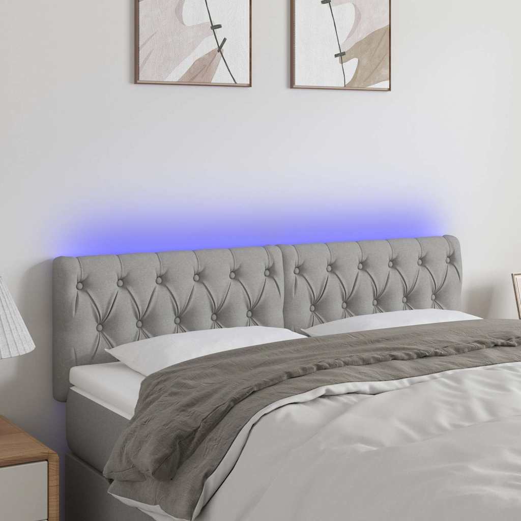 Vidaxl hoofdbord led 144x7x78 88 cm stof lichtgrijs