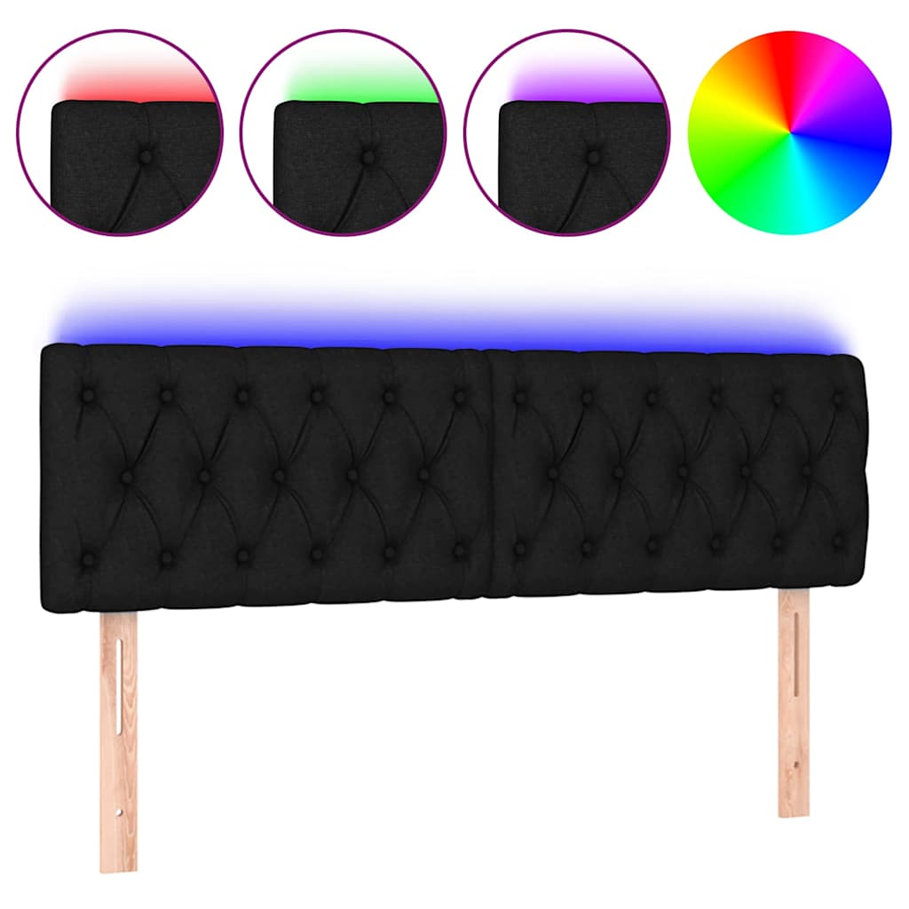 Vidaxl hoofdbord led 144x7x78 88 cm stof zwart