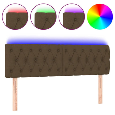 Vidaxl hoofdbord led 144x7x78 88 cm stof donkerbruin