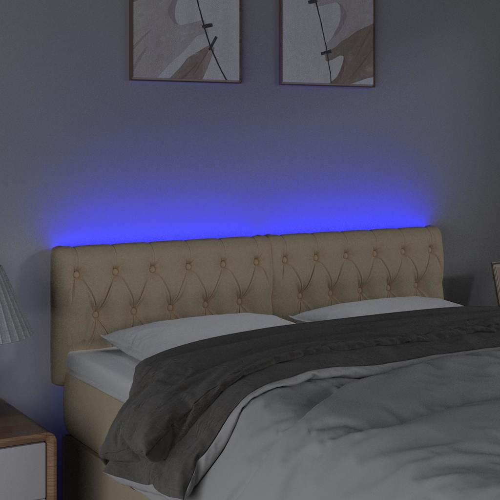 Vidaxl hoofdbord led 144x7x78 88 cm stof crèmekleurig