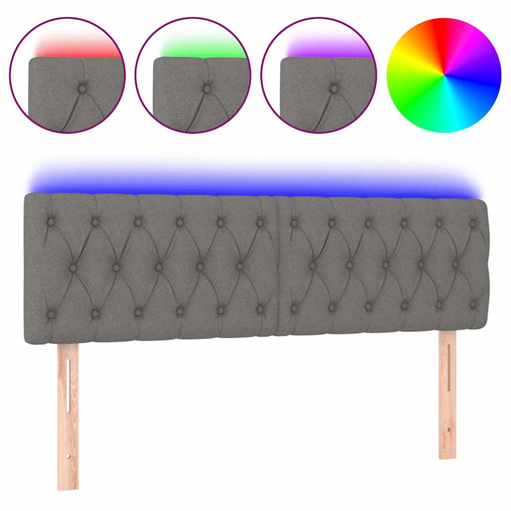 Vidaxl hoofdbord led 160x7x78 88 cm stof donkergrijs