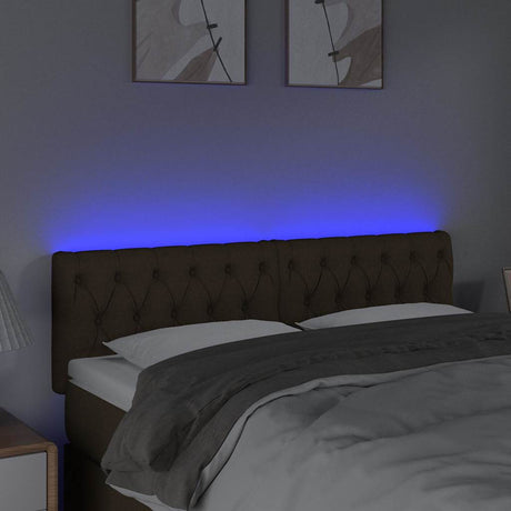 Vidaxl hoofdbord led 160x7x78 88 cm stof donkerbruin