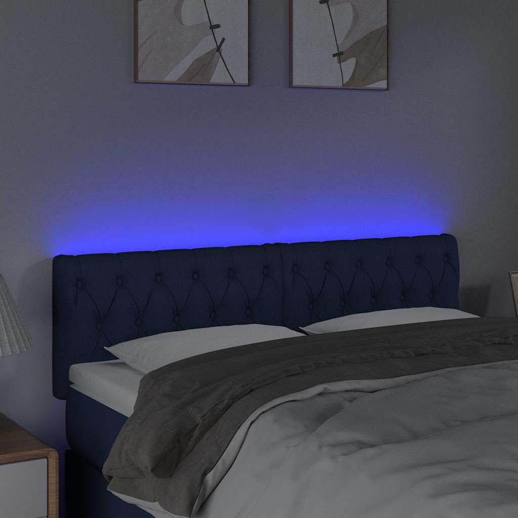 Vidaxl hoofdbord led 160x7x78 88 cm stof blauw