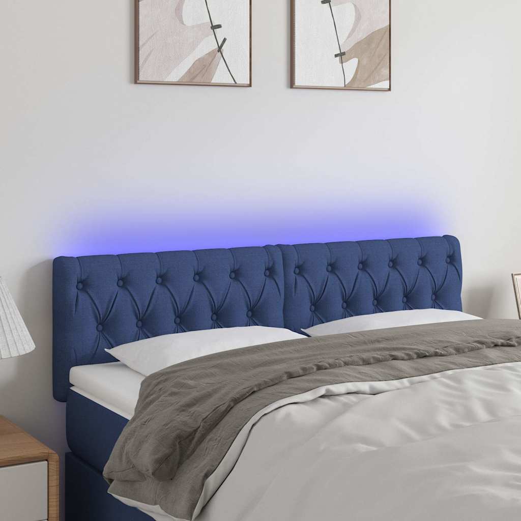 Vidaxl hoofdbord led 160x7x78 88 cm stof blauw