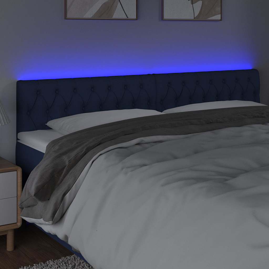 Vidaxl hoofdbord led 180x7x78 88 cm stof blauw