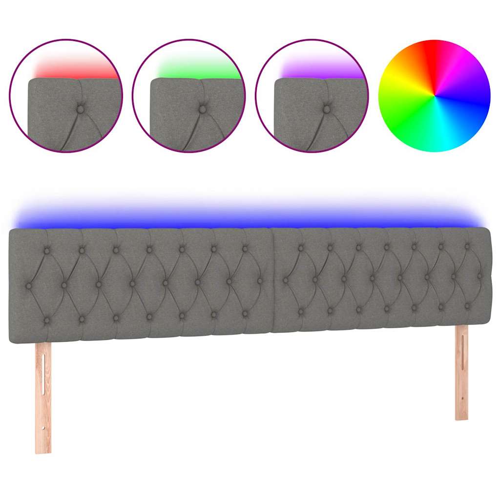 Vidaxl hoofdbord led 200x7x78 88 cm stof donkergrijs