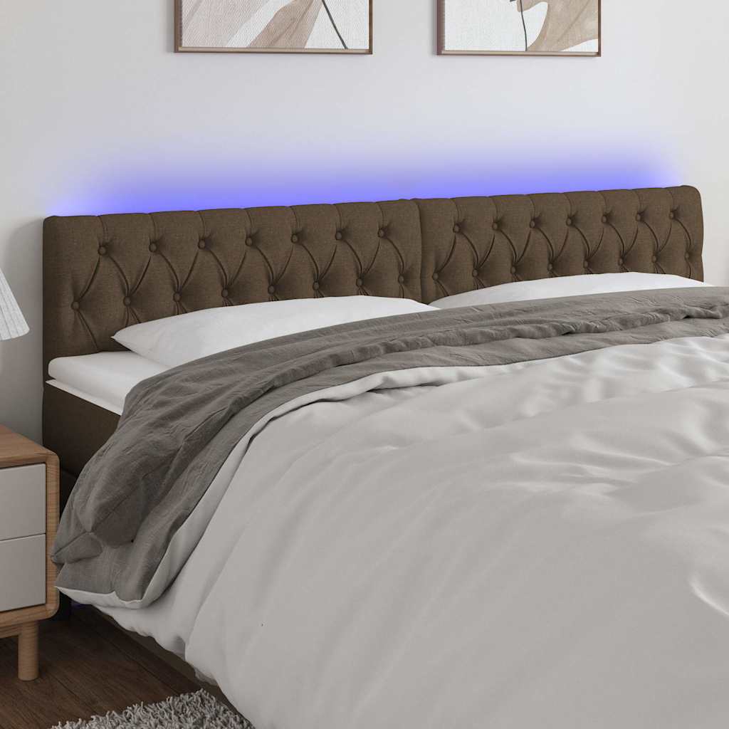Vidaxl hoofdbord led 200x7x78 88 cm stof donkerbruin