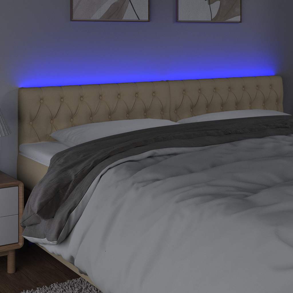 Vidaxl hoofdbord led 200x7x78 88 cm stof crèmekleurig