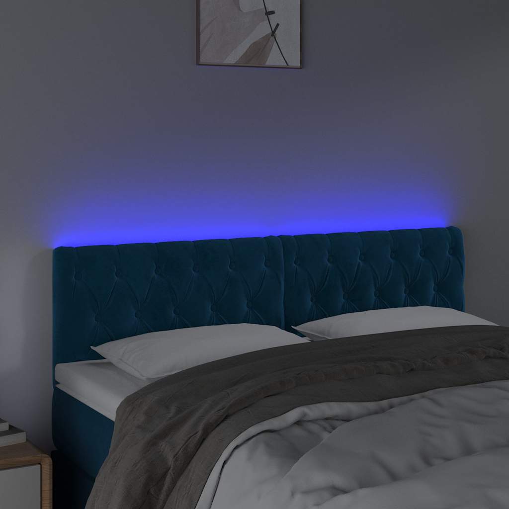 Vidaxl hoofdbord led 144x7x78 88 cm fluweel donkerblauw