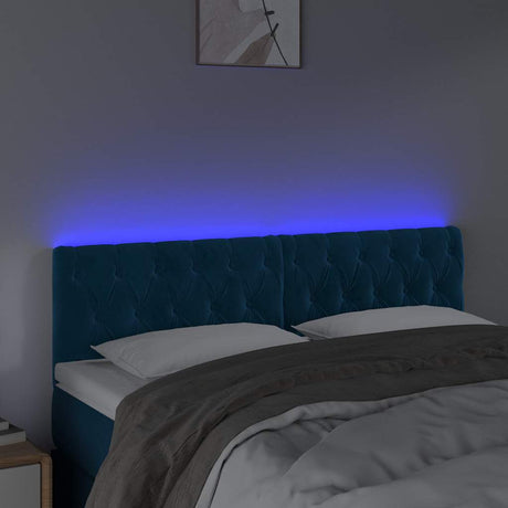 Vidaxl hoofdbord led 160x7x78 88 cm fluweel donkerblauw