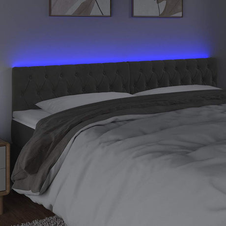 Vidaxl hoofdbord led 180x7x78 88 cm fluweel donkergrijs