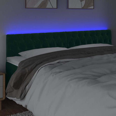 Vidaxl hoofdbord led 180x7x78 88 cm fluweel donkergroen