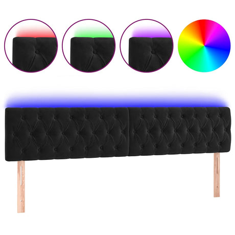 Vidaxl hoofdbord led 200x7x78 88 cm fluweel zwart