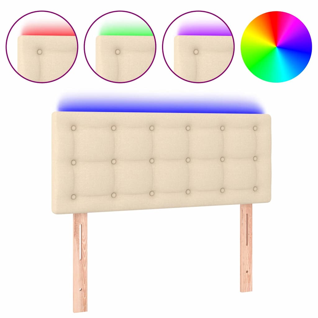Vidaxl hoofdbord led 100x5x78 88 cm stof crèmekleurig
