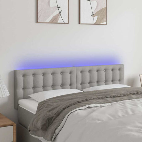 Vidaxl hoofdbord led 144x5x78 88 cm stof lichtgrijs