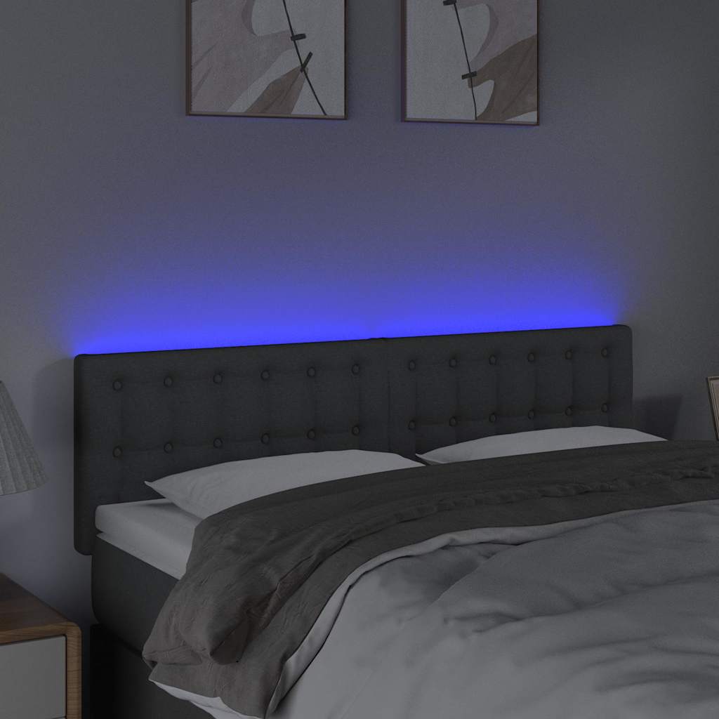 Vidaxl hoofdbord led 144x5x78 88 cm stof donkergrijs