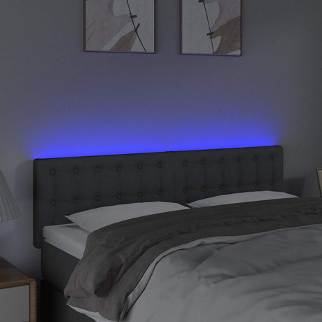 Vidaxl hoofdbord led 144x5x78 88 cm stof donkergrijs