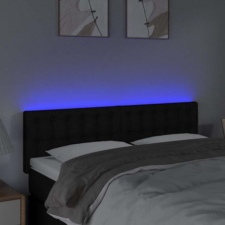Vidaxl hoofdbord led 144x5x78 88 cm stof zwart