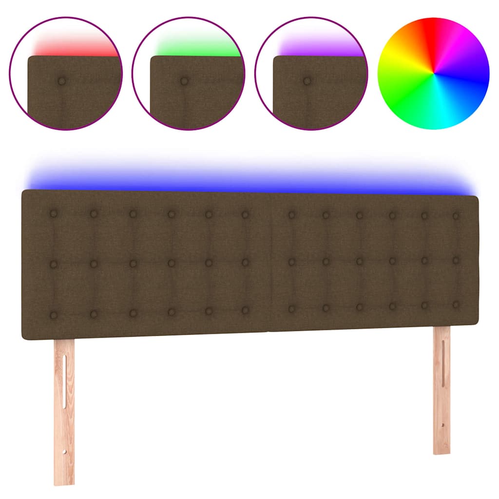 Vidaxl hoofdbord led 144x5x78 88 cm stof donkerbruin