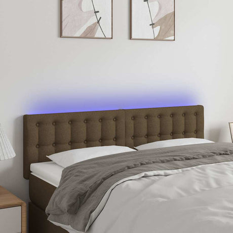 Vidaxl hoofdbord led 144x5x78 88 cm stof donkerbruin