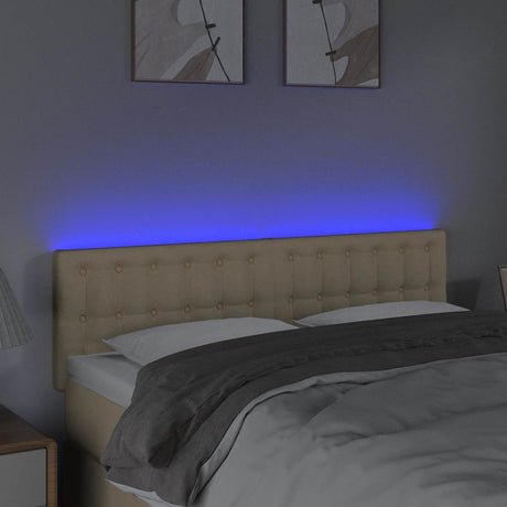 Vidaxl hoofdbord led 144x5x78 88 cm stof crèmekleurig