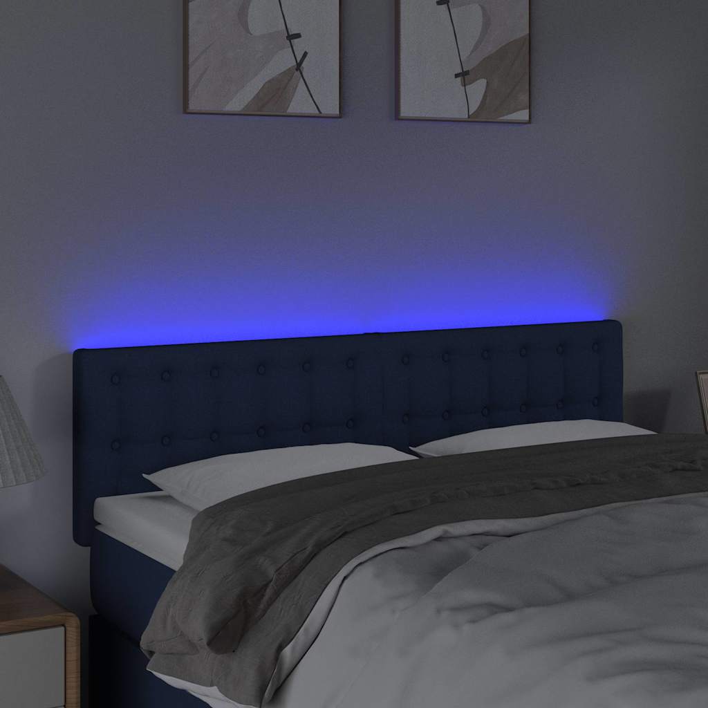 Vidaxl hoofdbord led 144x5x78 88 cm stof blauw