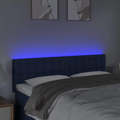Vidaxl hoofdbord led 144x5x78 88 cm stof blauw