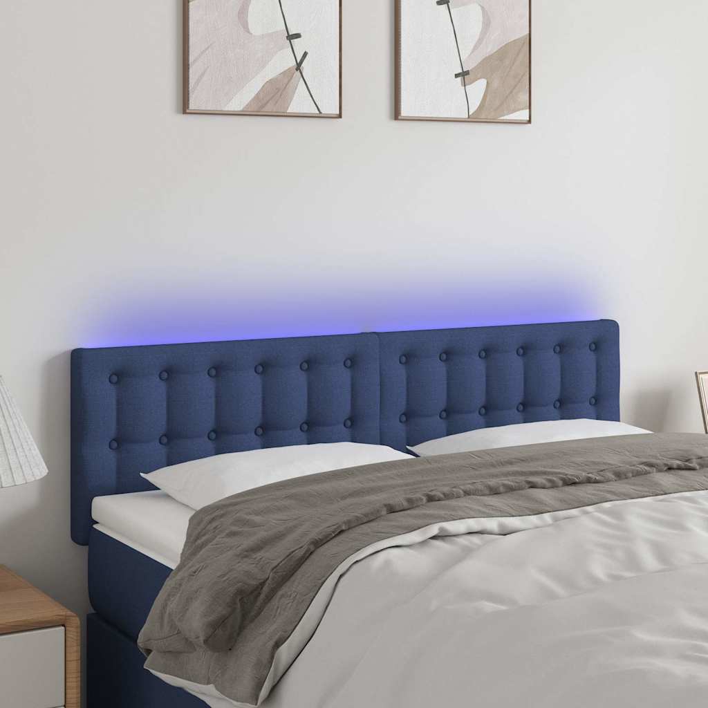 Vidaxl hoofdbord led 144x5x78 88 cm stof blauw