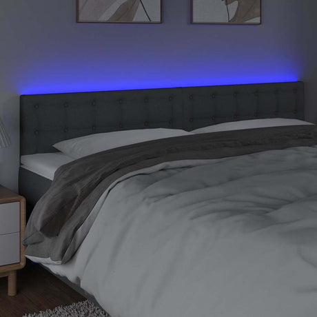 Vidaxl hoofdbord led 160x5x78 88 cm stof donkergrijs