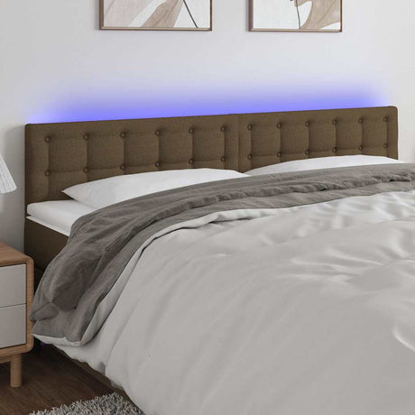 Vidaxl hoofdbord led 160x5x78 88 cm stof donkerbruin