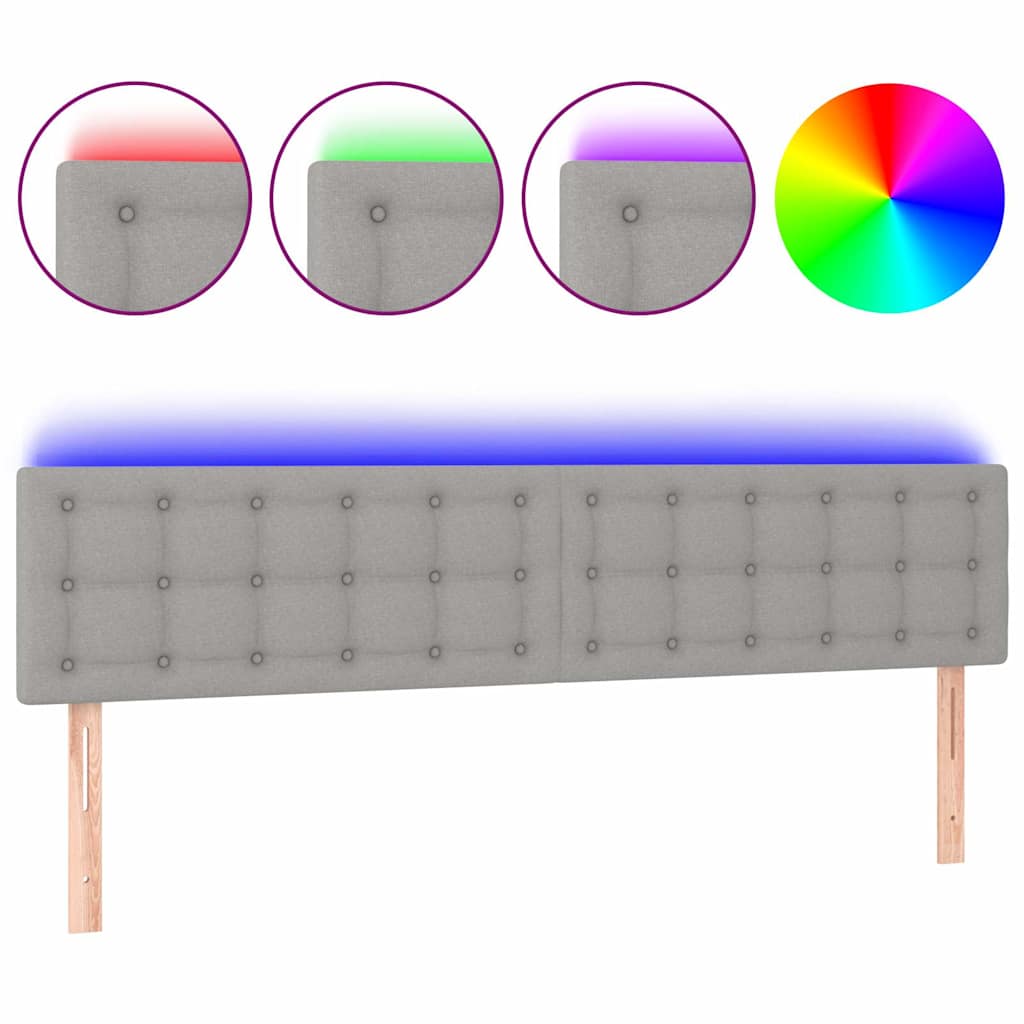 Vidaxl hoofdbord led 200x5x78 88 cm stof lichtgrijs