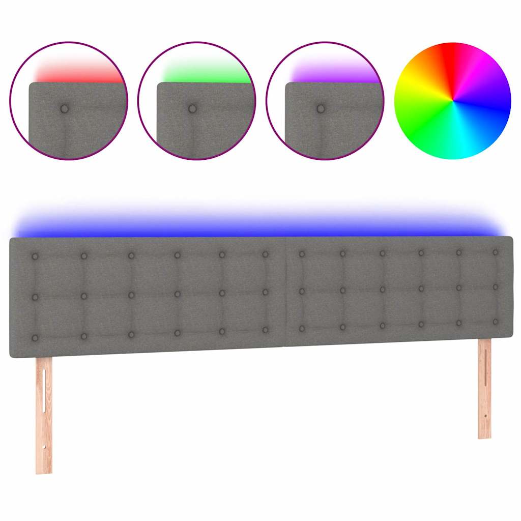 Vidaxl hoofdbord led 200x5x78 88 cm stof donkergrijs