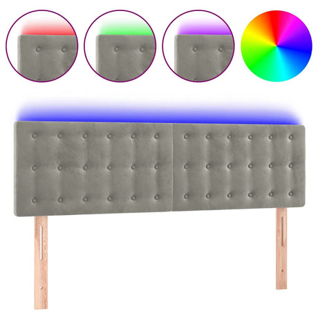 Vidaxl hoofdbord led 144x5x78 88 cm fluweel lichtgrijs