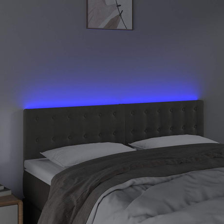 Vidaxl hoofdbord led 144x5x78 88 cm fluweel donkergrijs