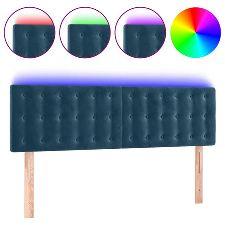 Vidaxl hoofdbord led 144x5x78 88 cm fluweel donkerblauw