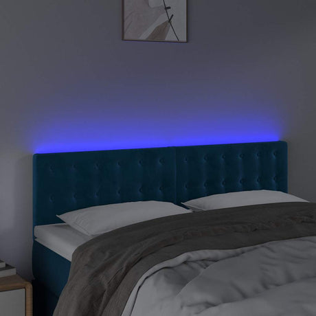 Vidaxl hoofdbord led 144x5x78 88 cm fluweel donkerblauw