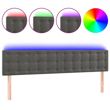Vidaxl hoofdbord led 160x5x78 88 cm fluweel donkergrijs