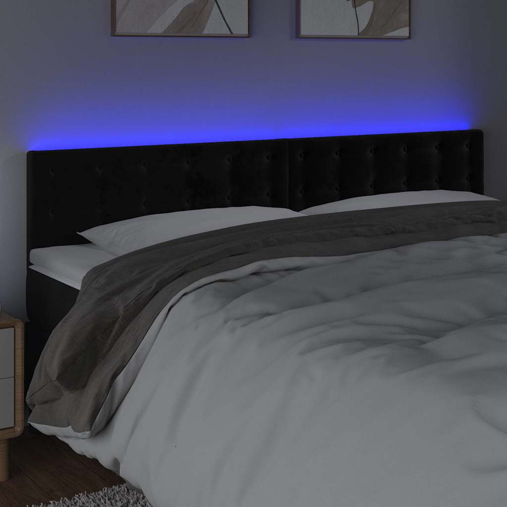 Vidaxl hoofdbord led 180x5x78 88 cm fluweel zwart
