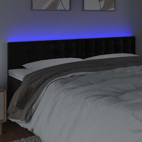 Vidaxl hoofdbord led 180x5x78 88 cm fluweel zwart