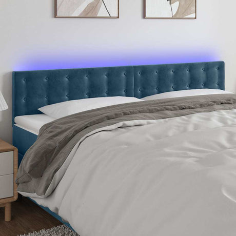 Vidaxl hoofdbord led 180x5x78 88 cm fluweel donkerblauw