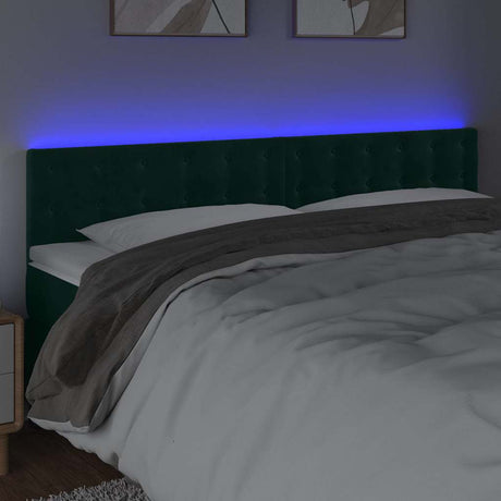 Vidaxl hoofdbord led 200x5x78 88 cm fluweel donkergroen