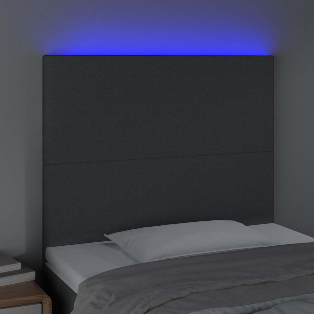 Vidaxl hoofdbord led 80x5x118 128 cm stof donkergrijs