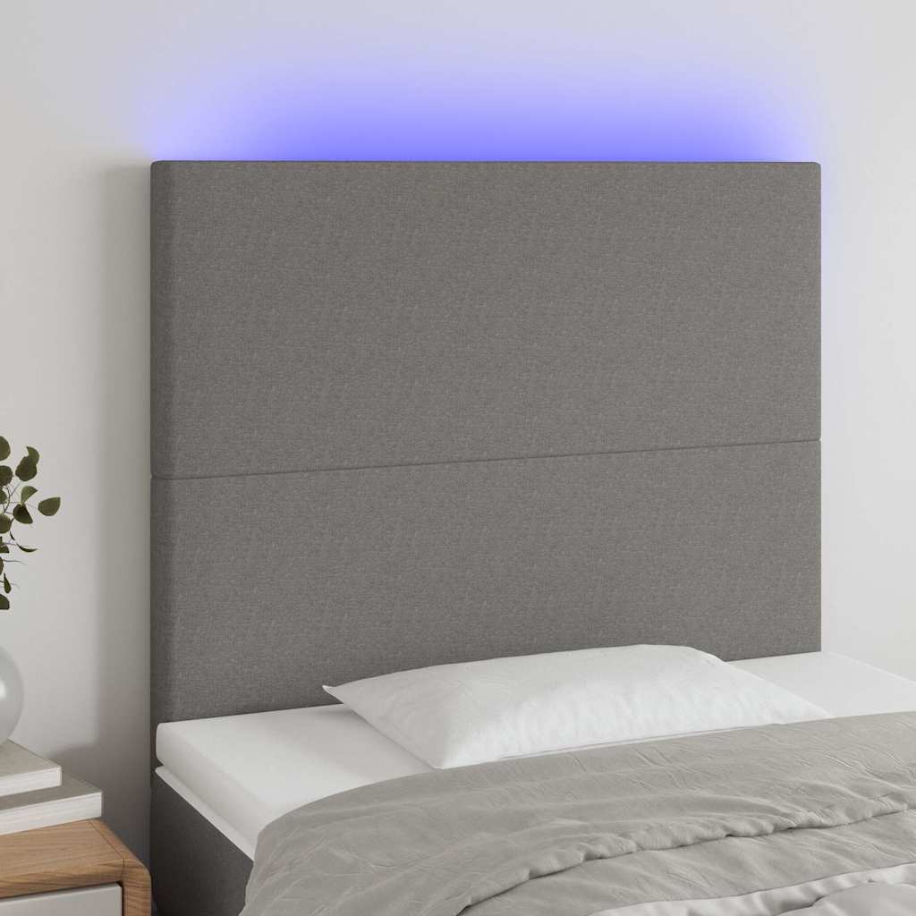 Vidaxl hoofdbord led 80x5x118 128 cm stof donkergrijs