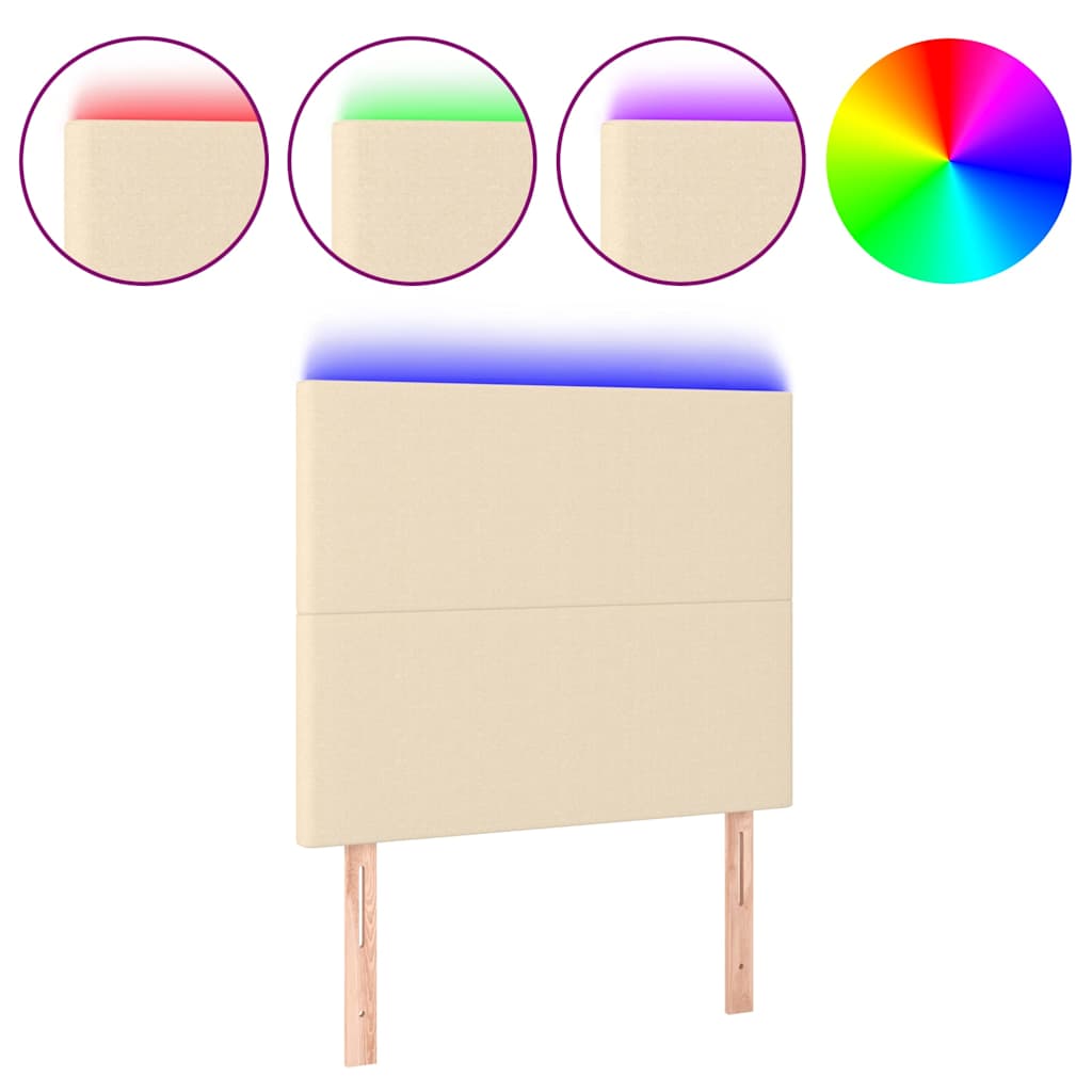 Vidaxl hoofdbord led 90x5x118 128 cm stof crèmekleurig