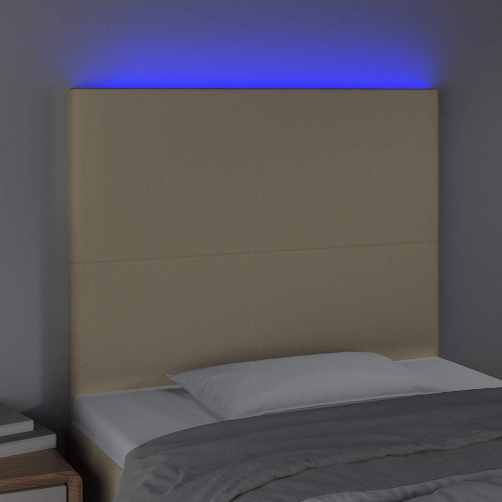Vidaxl hoofdbord led 90x5x118 128 cm stof crèmekleurig