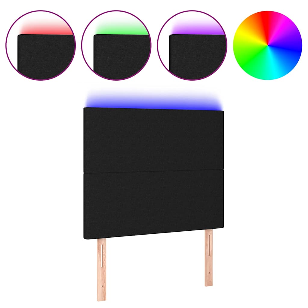 Vidaxl hoofdbord led 100x5x118 128 cm stof zwart