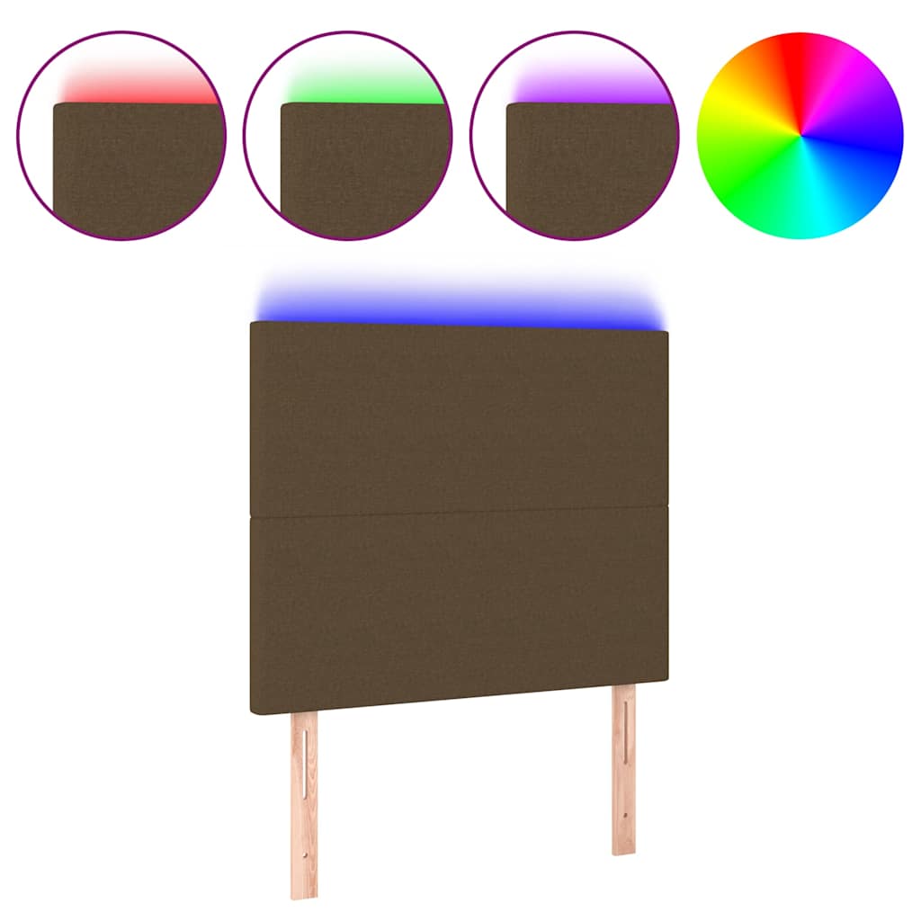 Vidaxl hoofdbord led 100x5x118 128 cm stof donkerbruin