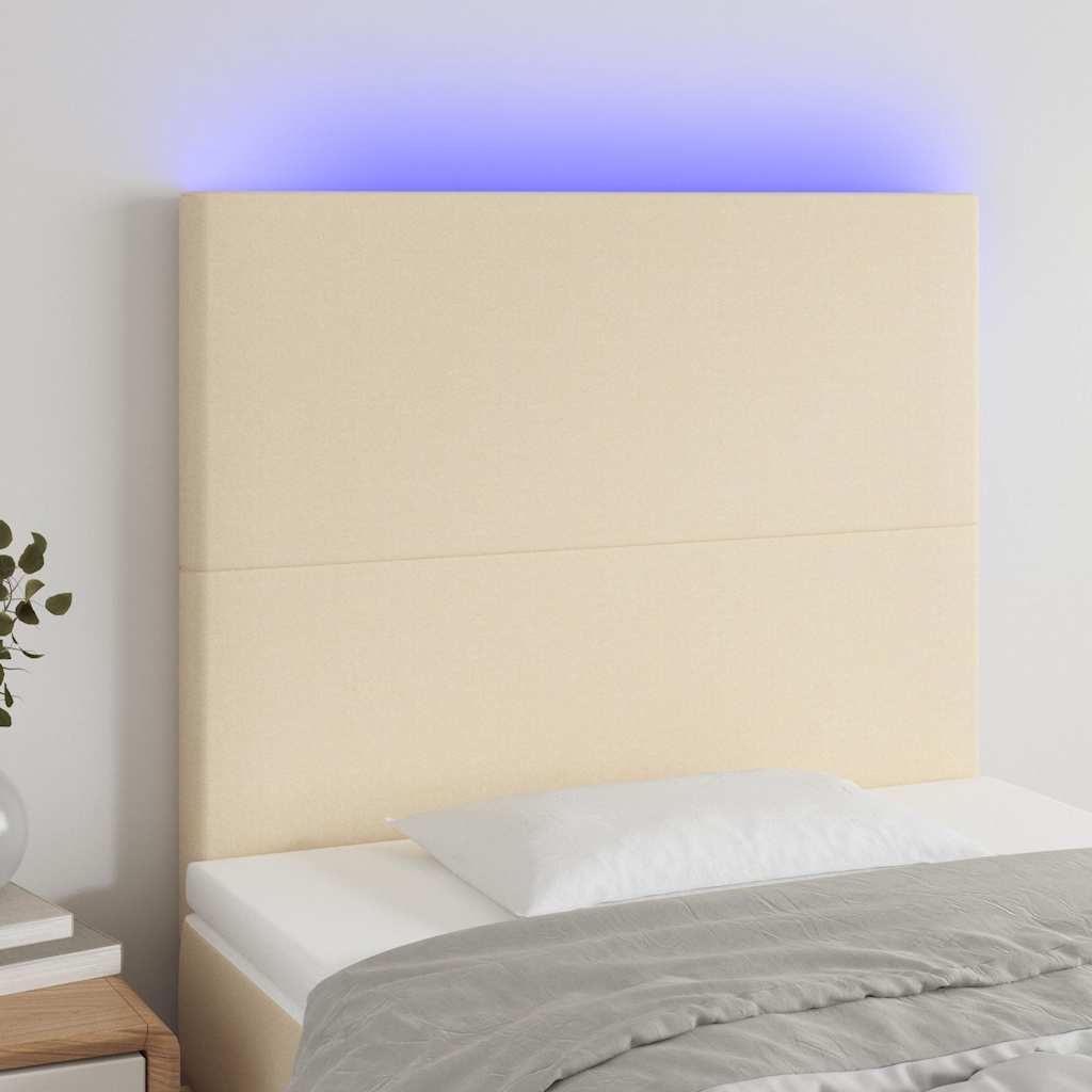 Vidaxl hoofdbord led 100x5x118 128 cm stof crèmekleurig