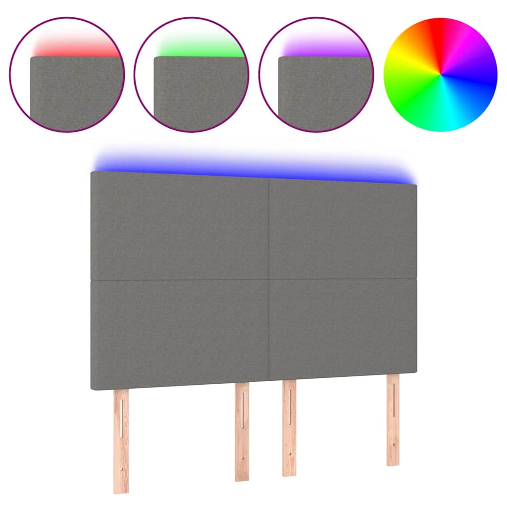 Vidaxl hoofdbord led 144x5x118 128 cm stof donkergrijs