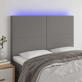 Vidaxl hoofdbord led 144x5x118 128 cm stof donkergrijs